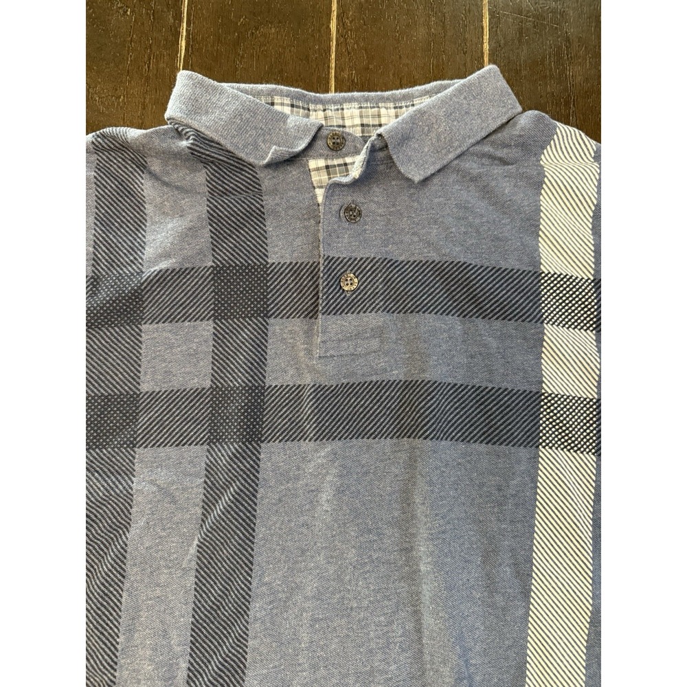 Barbour Mens XXL Polo Shirt Blue Tartan Plaid Check Short Sleeve Cotton Preppy